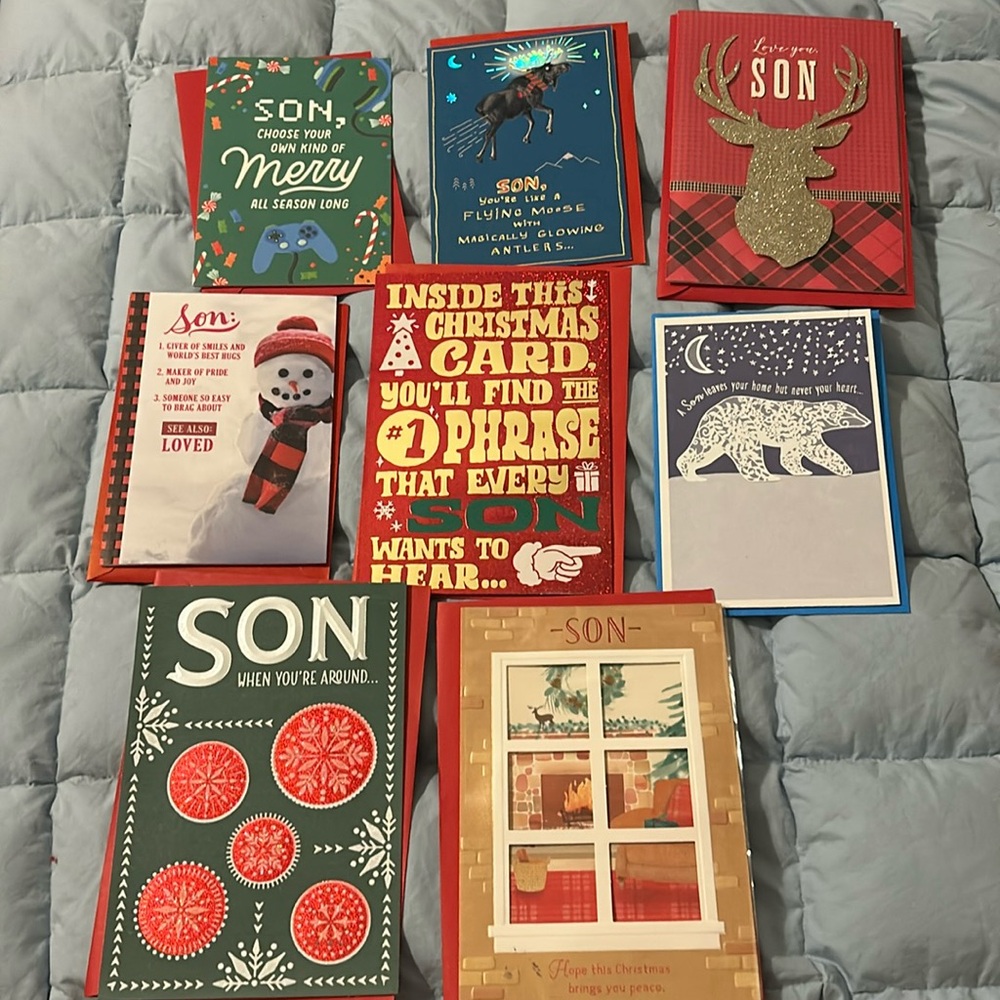 Lot of 8 Hallmark Christmas Greeting cards to Son